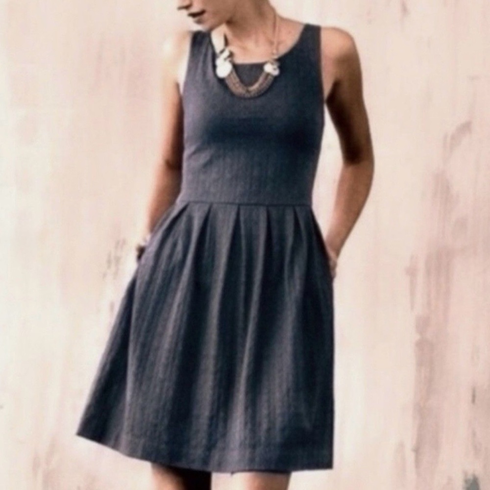 Anthropologie Deletta Torchen Dress Fit & Flare Textured Pockets